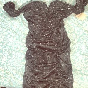 Black mesh mini dress